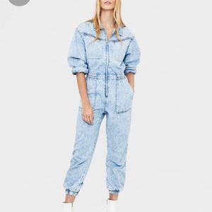 Bershka denim acid wash jumpsuit